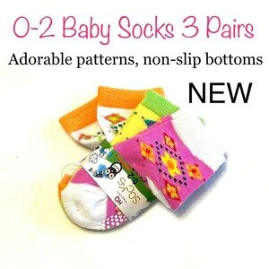 5/$15💥 3 pair Baby Socks Set Non-Slip Multicolored Floral Pattern Children Girl